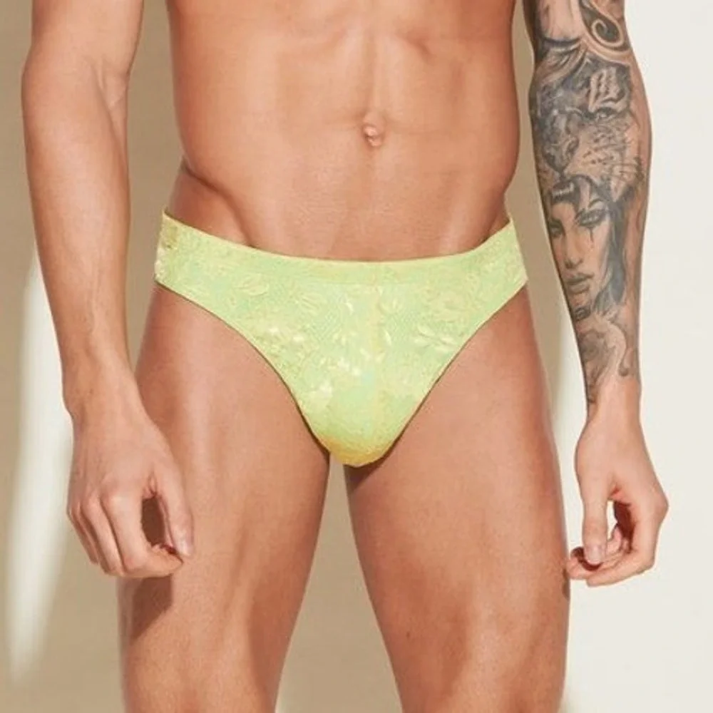 Cosabella Men Luxury Italian Floral Lace G-String Designer Premium Chakra Green